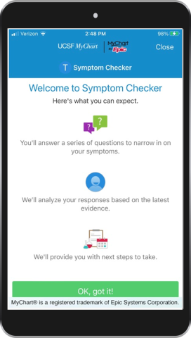 Photo of an iPad with Symptom Checker software