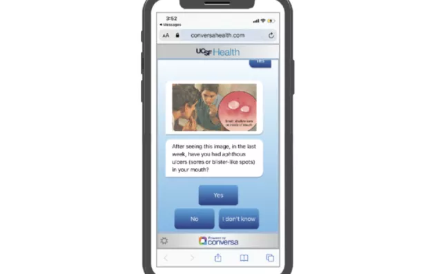 Photo of phone on UCSF health website 