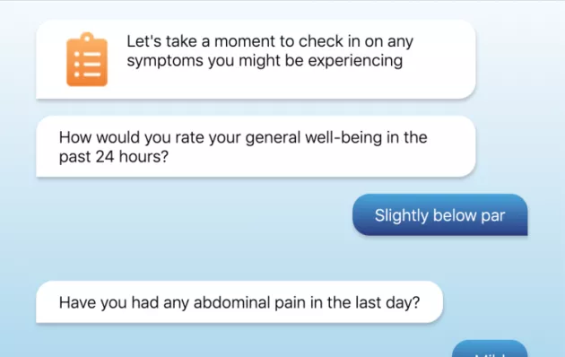 Photo of chat conversation with Healthcare service