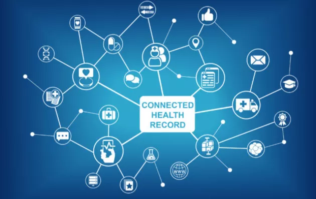 Graphic of a web of health record concepts