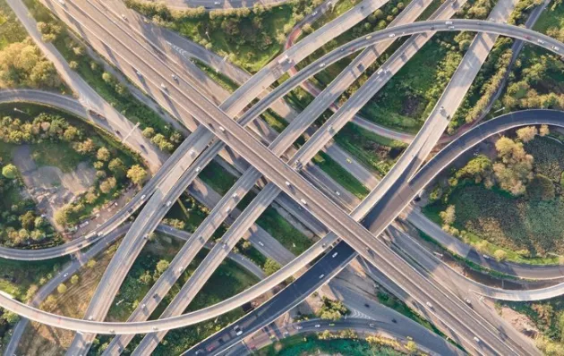 Birds-eye view image of a highway