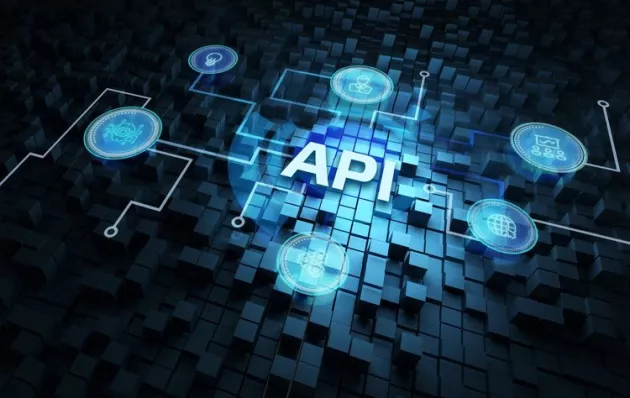 Futuristic picture that says "API" 